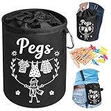 W&auml;scheklammerbeutel Gro&szlig; f&uuml;r W&auml;scheleine mit Aufh&auml;nger Verschlussschnur Schultergurt&ndash;Robuster Klammerbeutel f&uuml;r 200-250 W&auml;scheklammern-wasserdichter W&auml;scheklammerbeutel f&uuml;r W&auml;schespinne Au&szlig;enbereich