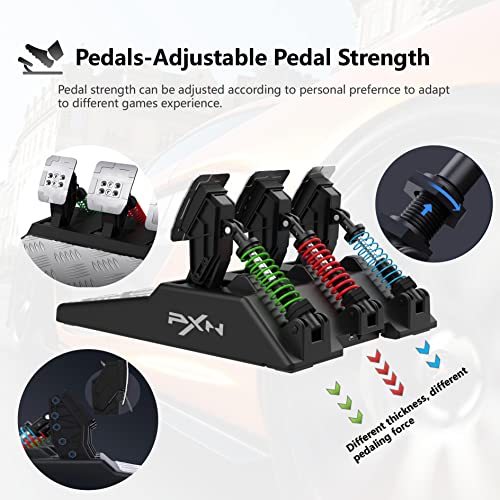 PXN V10 Force Feedback Gaming Steering Wheel and Pedals and Gear Shifter, 270/900° Racing Wheel, Suede Leather Gaming Wheel, Steering Wheel for PC, PS4, Xbox One, Xbox Series X/S - Image 6