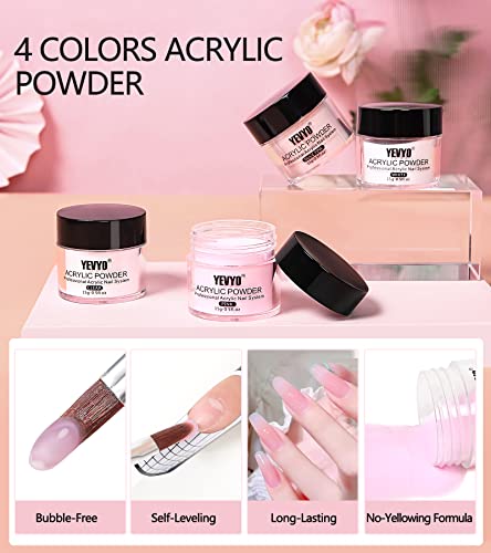 Acrylic Nail Kit With Drill, Acrylic Powder And Liquid Set With Nail Drill, 4Pcs Clear, Nude, Pink, White Nail Powder And 3.4Oz Monomer, Professional Acrylic For Nail Extension #TOP6