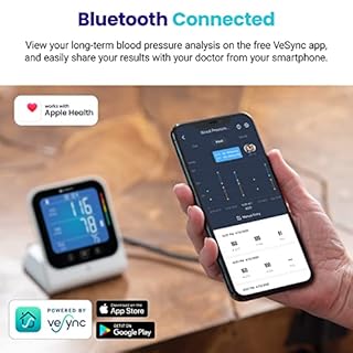 Etekcity Bluetooth Blood Pressure Monitor, FSA-HSA Eligible, Smart Upper Arm Automatic BP Machine with App, Wide Cuff 8.6"-16.5", Irregular Heartbeat Detection,Home Medical Diagnostic Kit Wearables