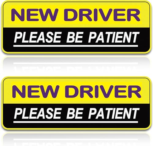 Student Driver Magnet Car Stickers for Beginner - 2Pcs Safety Warning Please Be Patient New Magnetic Driver Sticker, Weather Resistant Reusable Reflective Rookie Drivers Bumper Sticker Movable