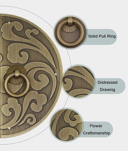 Xouvy Classic Vintage Door Knockers Large Solid Brass Cast Gate Handle Black Cloud Addition Cabinet Handles Metal Knocker Ring Home Decor Craft Access (D) () #TOP2