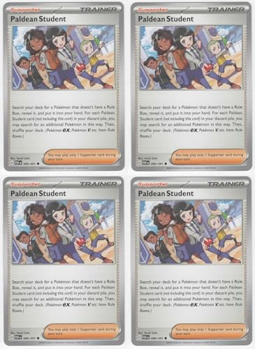Paldean Student 086/091 - Paldean Fates - Pokemon Trainer Card Playset x4