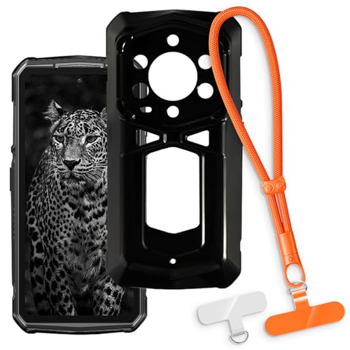 OAGELIM 2-in-1�ی�P�[�X�ƃ��X�g�X�g���b�v Ulefone Armor 29 �Ƃ̌݊������� ���O���\�ȃ��j���[�h�t���d�b�J�o�[�A����~�ߕ����h�~�O���b�v�n���h�� (�u���b�N + �I�����W)