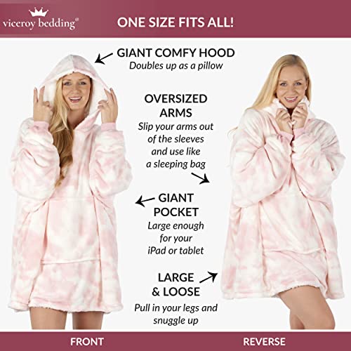 viceroy bedding TIE DYE Oversized Hoodie Blanket Women Ultra Plush Fleece with Soft Sherpa Reversible Warm Cosy Comfy Wearable Hooded Giant Sweatshirt Throw Girls Adults Men Boys Kids Big Pocket - Image 3