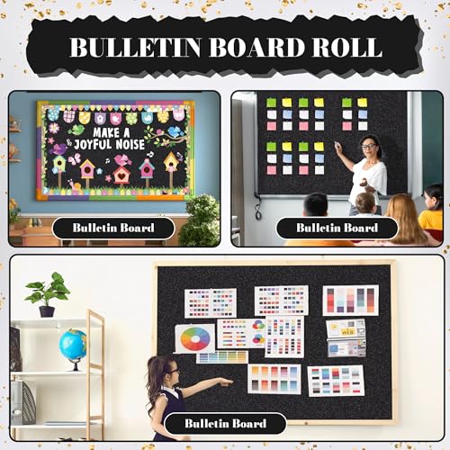 16" × 30 ft Black Glitter Bulletin Board Paper Roll, Bulletin Board Paper for Classroom Background, Durable Bulletin Board Roll for School Office Decor, DIY Crafts, Posters, Wall Display Supplies — view 5