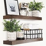 Homeforia Rustic Farmhouse Floating Shelves, Bathroom Wooden Shelves for Wall Mounted, Thick Industr