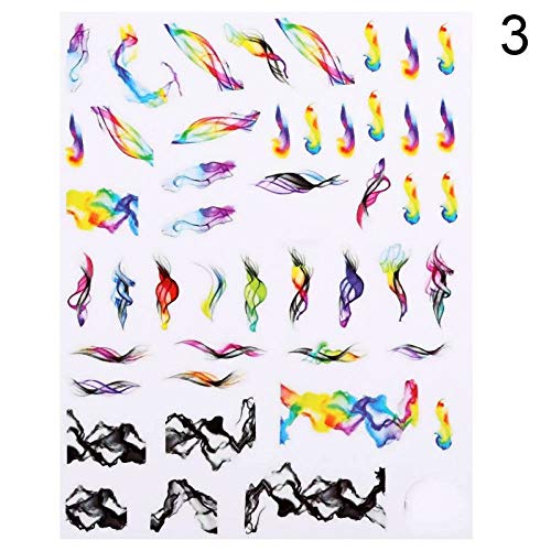 ZJMIYJ Nagelsticker,6 Pc Black Snake   Sexy Frau Nail Art Aufkleber White Flower Snake Nail Decal Nail Adhesive Sticker Decals Nail Decorations – Bild 4