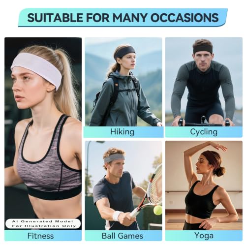 Image of 14 Pack Headbands for Women, Fashion Soft Cotton Stretchy Hairbands | Sweat-Absorbent Elastic Sports Head bands, Suitable for Workouts, Running, Yoga and Makeup