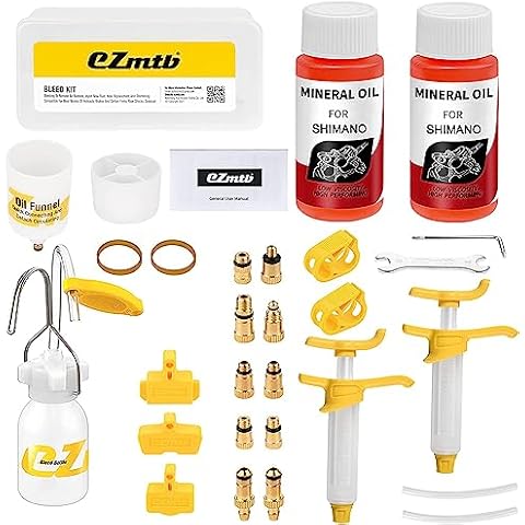 NEWBOLER Bleed Kit for Shimano Hydraulic Disc Brakes,Pro Bicycle Brakes Service Kit, Bleed Set with Hydraulic Mineral Oil 120ml for Disc Brake Perfect Bleeding of The Bicycle Brake (120ml Mineral Oil) Cover