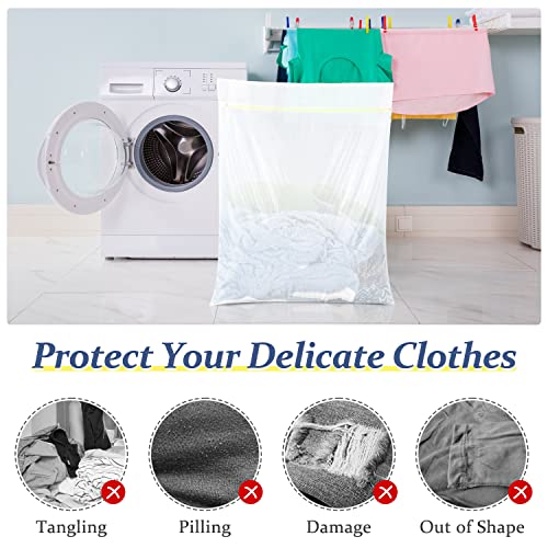 OTraki 2Pcs Bolsa Lavadora Grande Bolsa Ropa Sucia 90 x 110cm Saco para Colada y Organizador de Ropa para Suéter, Abrigo, Ropa de Cama, Cortinas y Colchas Delicadas - imagen 4