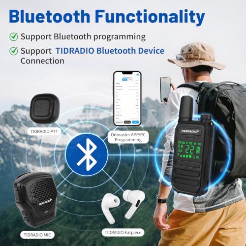 TIDRADIO TD-M11 Plus FRS Walkie Talkies Long Range, Waterproof/Dustproof,AI Noise Reduction,Web Bluetooth Programming,NOAA,VOX/Hand-Free,22CH,for Hunting,Camping,Emergency Use,Two-Way Radios,2Pack - image 6