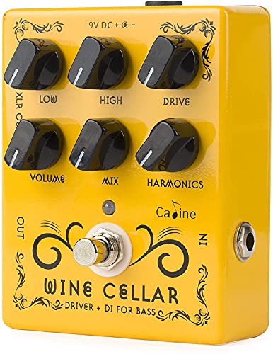 Alicacho Pedals Driver Guitar Effects Pedal Wine Cellar Bass Driver Guitar Effects Pedal True Bypass, Yellow CP-60
