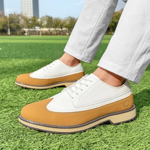 Image of Golf Shoes Men Spikes Classic Golf Footwears Male Walking Sneakers for Golfers Size 7-14