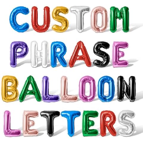 Letter Balloons - Custom Phrase 16" Inch Alphabet Letters & Numbers Foil Mylar Balloon - Create Your Own Balloon Banner - 10 Colors to Choose From Cover