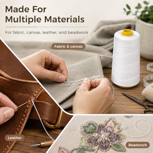 Set de 6 hilos de coser poliéster blanco 656.2 yd cada uno miniatura 4