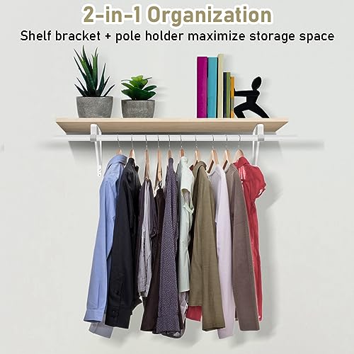 Closet Shelf Bracket with Pole Holder, 10 X 11 Inch Closet Rod Bracket - Image 3