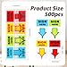 500pcs Sign Here Stickers, Arrow Labels Stickers Adhesive Sign Here Tabs Sign Post Here Flags for Documents Notebooks Home Office School Supplies (4 Colors)