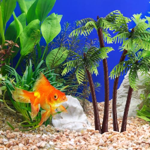 Image of NOLITOY 5 Pcs Plastic Palm Tree Ornaments: Mini Tropical Tree Figurines for Cake Topper Fish Tank -Micro Landscape Decor Coconut Plants