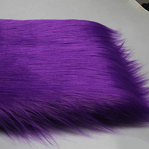 LinLII DIY Fabric Purple Faux Fur Fabric Long Pile 12cm Luxury Shaggy Fur Fabric For DIY Crafting Cosplay Photo Prop Backdrop Fursuit Area Rugs Costumes Decoration 50x170cm(Color:3 purple) - Image 2