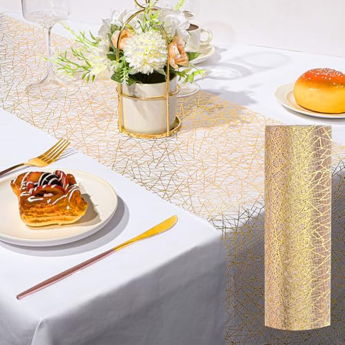 Chemin de table rectangulaire doré pour salle à manger et fête
