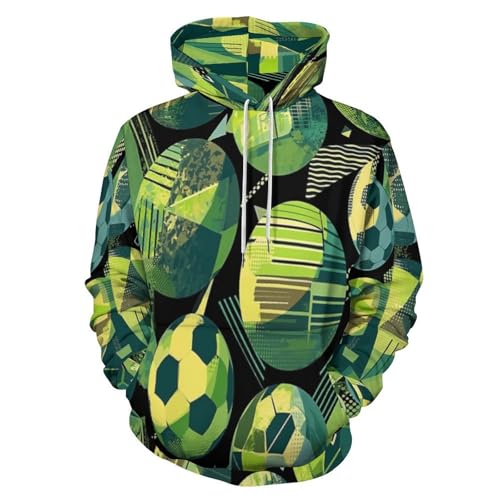Sweat à capuche foot 3D unisexe pull imprimé vert sport avec poches
