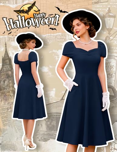 Image of Wedtrend Women's 1950s Dresses With Sleeve 40s Tea Party Dresses Cocktail Dress Swing Vintage Dress
