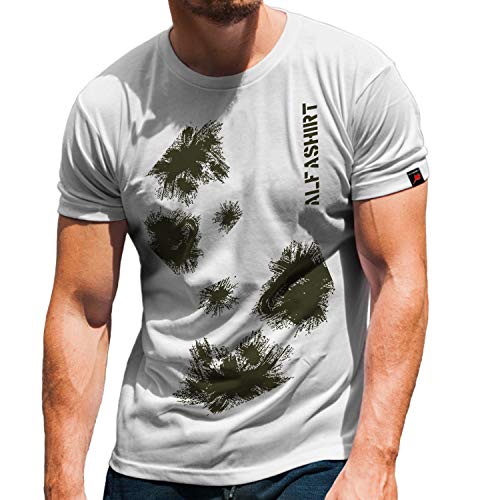 T-shirt militaire homme camouflage des neiges blanc col rond S