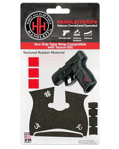 Handleitgrips Gun Grip Tape Compatible with Taurus G2C | Black Textured Rubber Pistol Grip Tape with Red Insert | Gun Accessories | Veteran Owned