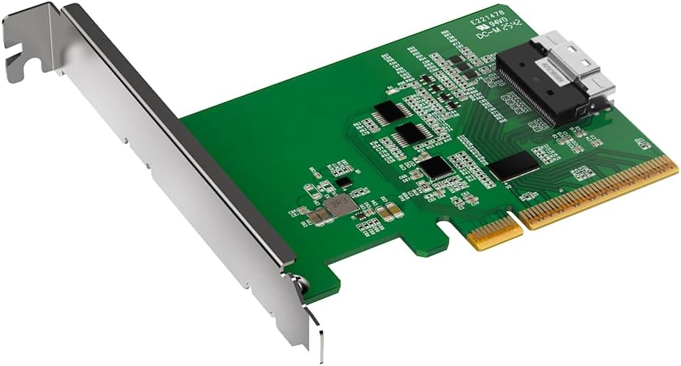 ICY DOCK PCIe 4.0 x8 NVMe Adapter Card with 1 x SlimSAS 8i (SFF-8654) Connector & Redriver (PCIe Bifurcation Required) - EXLink MB409A4