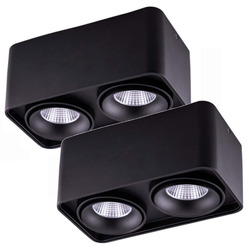 Downlight LED noir 7W 3000K paquet de 2 spots encastrés anti-éblouissement