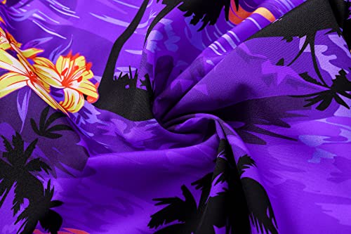 Image of Betusline Girls' and Womens' Hawaiian Shirt Blouse Button Down Beach Shirts | Casual breathable and comfortable Short Sleeve V-Neck Floral Tropical Blouse