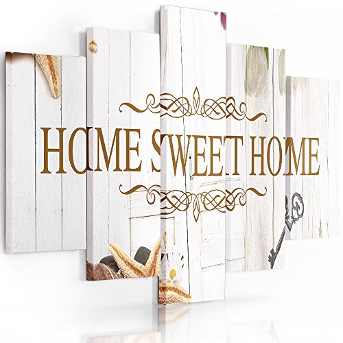 Feeby Impression Sur Toile 5 Pièces Home Sweet Home Type A 150x100 cm Tableau Mural Image Moderne...