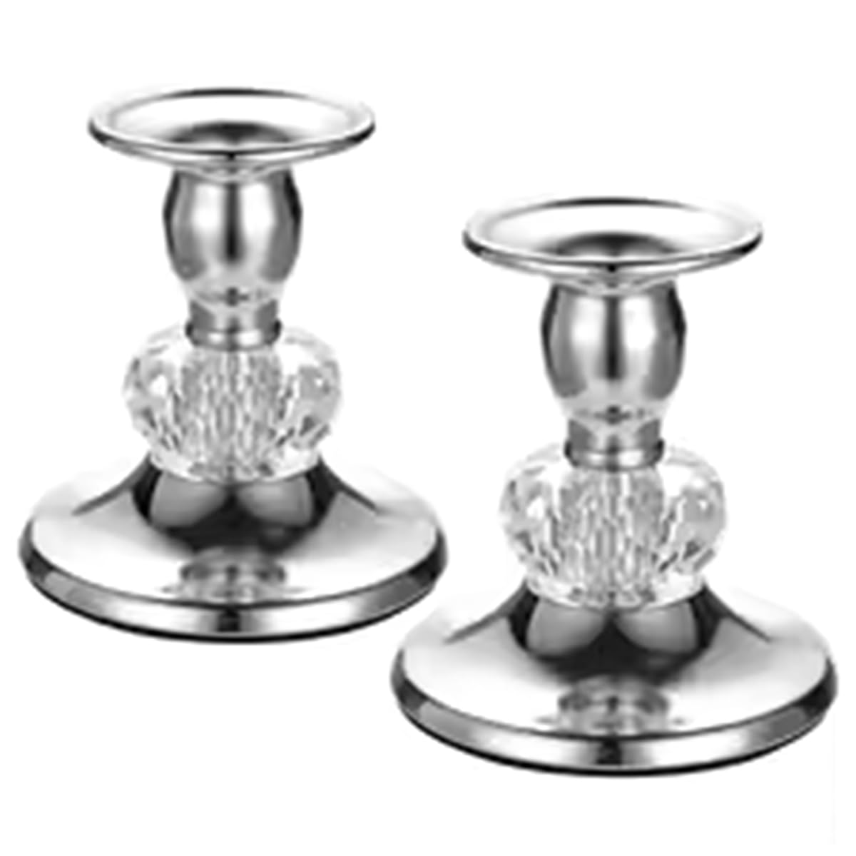 IJSDNVJNDX Elegant Crystal Candle Stands Vintage Brass Taper Candle Holders 2PCS Silver Candlestick Holders