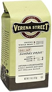 Verena Street 11 Ounce Ground, Swiss Water Process Decaf Coffee, Sunday Drive Decaffeinated, Medium Roast Rainforest Alliance Certified Arabica Coffee