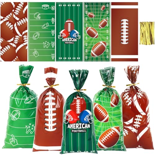 JULBEAR 160 sacos de presente de futebol, sacos de doces de futebol, sacos de papel de celofane de f