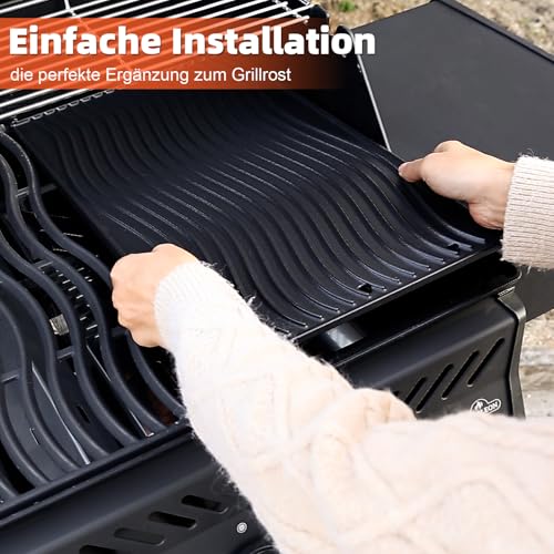 GFTIME 45x29.2cm Hochwertige Gusseisen Grillplatte für Napoleon Rogue 425 525 625, Freestyle, Gussplatte für rösle videro G3-s,Grillplatten für Enders Uniq 3 ik Cruster,für Weber Spirit E/S 310 320