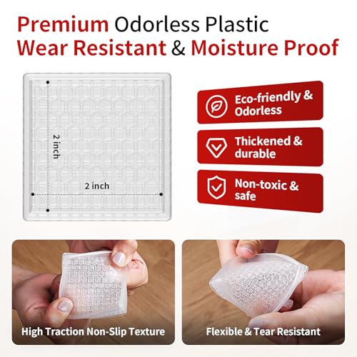 Image of Ezprotekt Non Slip Furniture Pads, 16 Pcs 2 inch Rubber Caster Cups, Anti Skid Furniture Coasters for Hardwood Floors, No Slide Furniture Gripper, Floor Protector for Bed Couch Furniture Stoppers (Clear)