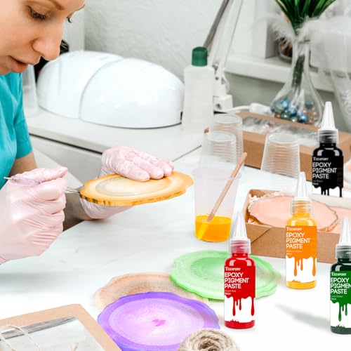 Image of Teexpert Pigment Paste for Epoxy Resin: 3.38oz /100ml Total Ultra Highly Concentrated & Easy to Mix Black & White Colors Opaque Liquid Epoxica Dye Set for Resin Art River Table