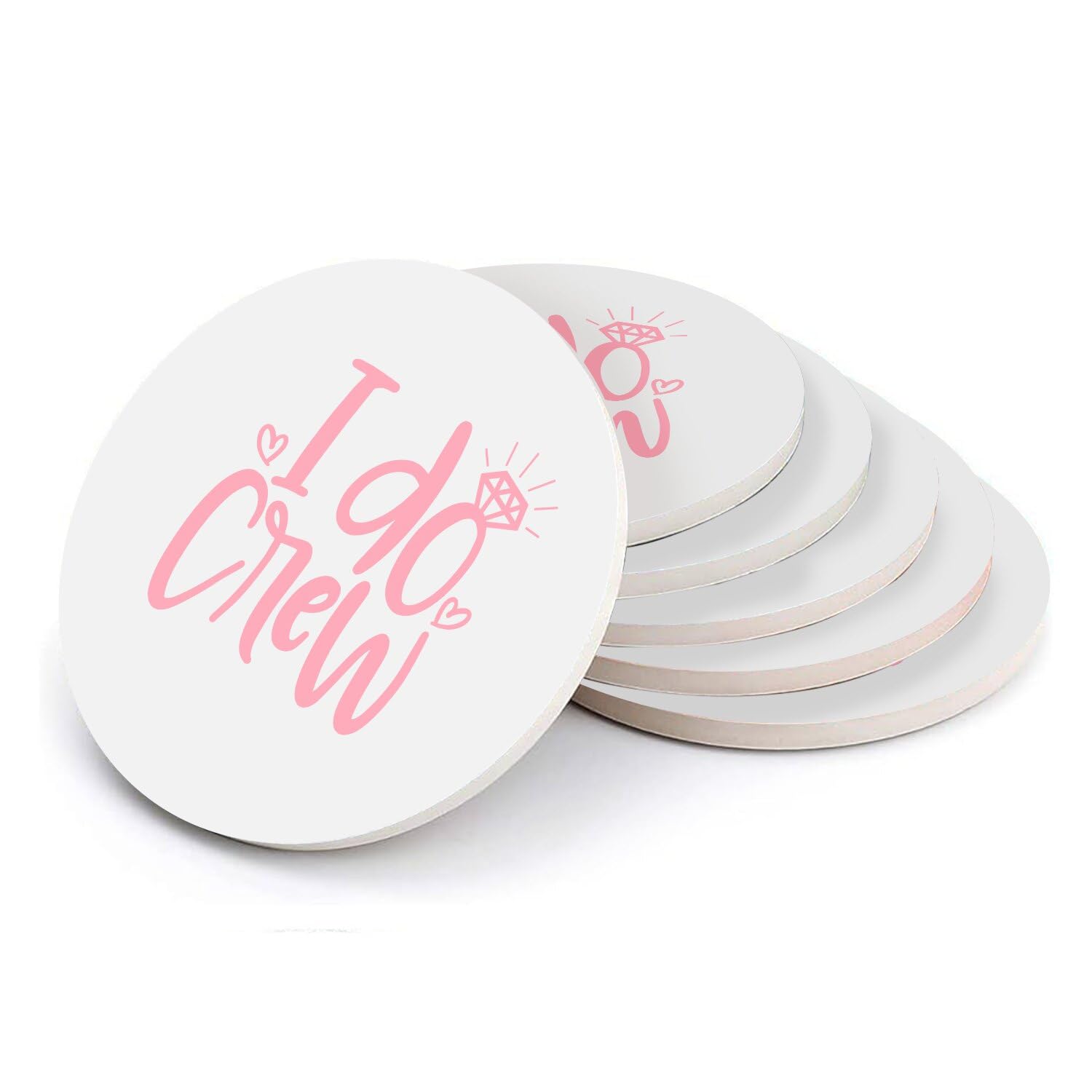Sous verre ronds en céramique I Do Crew : Cadeau idéal invités et fiançailles
