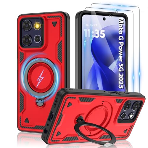Coque Moto G Power 5G 2025 antichoc militaire MagSafe rouge