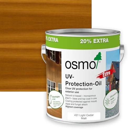 Osmo UV Protection Oil Extra, Exterior Wood Finish, Tinted, 3l (Matt, 431 Light Cedar)