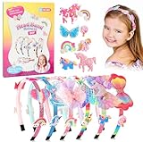 Headband Making Kit for Girls Age 3+, Creative Craft Kits for Kids, DIY Hair Accessories & Hairbands - Girls Birthday Presents for Age 3 4 5 6 7 8 Year Old Girls Gifts Toys Set (Unicorn)