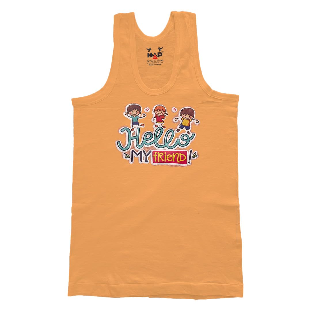 HAP Kids Sleeveless Tank Tops – Colorful Cotton Vests with Graphic Prints for Boys, Soft & Breathable Summer Wear for Daily Comfort (Pack of 5) (in, Age, 5 Years, 6 Years, Regular, Multicolour) 2