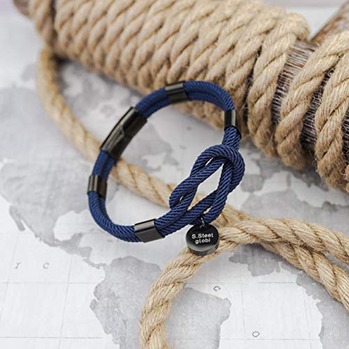 Image of globi Paracord Braided Rope Bracelet for Men Women | Lightweight Nautical Unisex Cuff Bracelet with Stainless Steel Magnetic Clasp