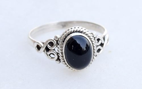 Black Onyx Stone Ring 925 Sterling Silver Statement Ring For Women Handmade Rings Gemstone Christmas Promise Ring Size US 6 Gift For Her