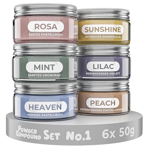 KERACRAFT Powder Compound Tester-Set No. 1-6x50g für buntes Gießpulver zum Selbermachen