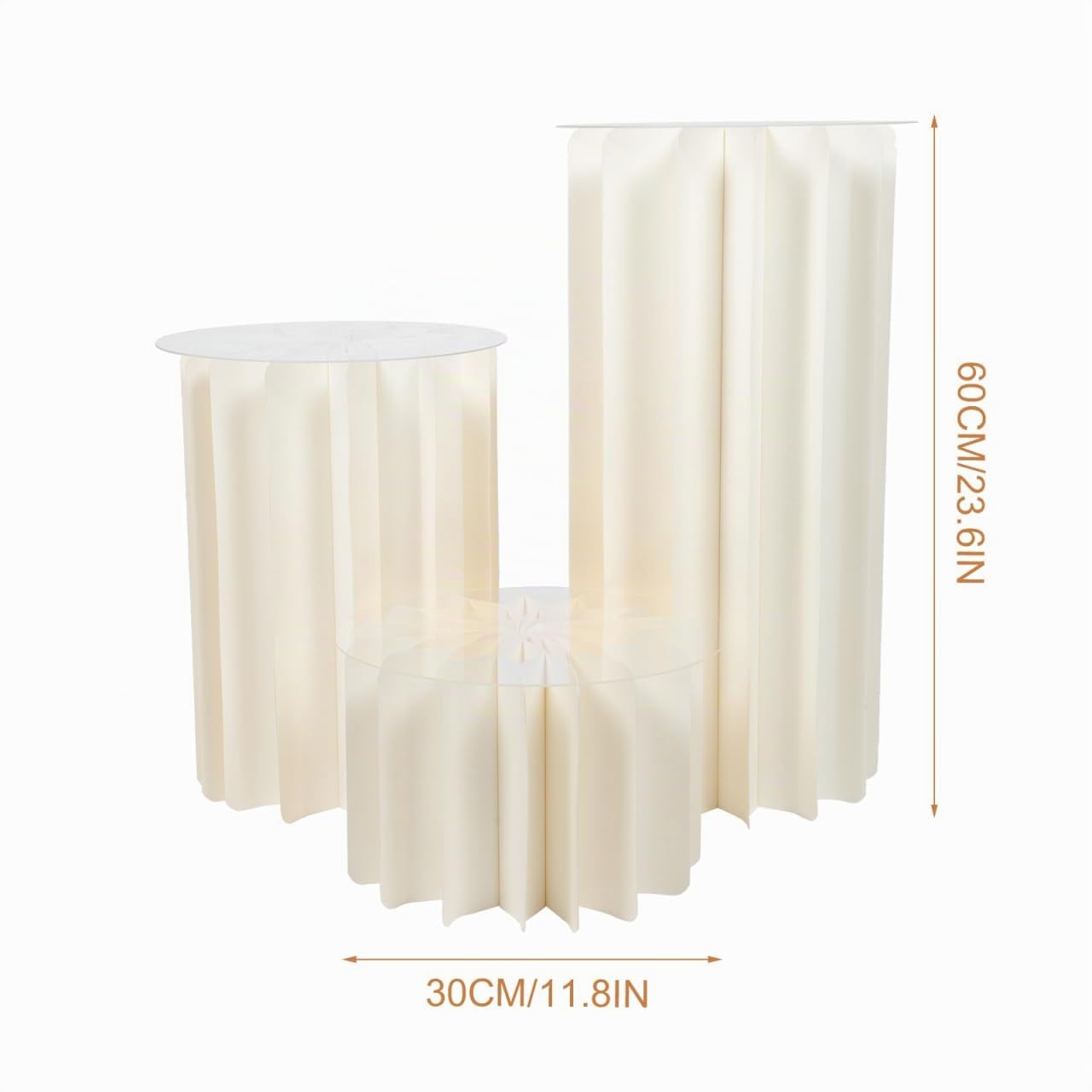 TOPBATHY Colonne Romaine Pliable en Papier avec Couvercle Acrylique 22.64 X 11.81 in Pilier Décoratif Élégant pour Mariage Présentoir De Dessert Et Événements