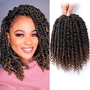 Fulcrum Passion Twist Hair 8 Inch, 8 Packs Passion Twist Crochet Hair for Black Women, Prelooped Crochet Twist Hair with Curly Ends (8Inch, T30#)