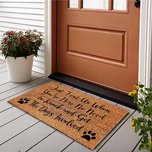Funny Coir Doormat Text Us No Need To Knock Welcome Front Porch Decor Doormat For The Entrance Way Personalized Rugs With Heavy-Duty Pvc Backing Non Slip Outdoor Coconut Coir Doormat 23.6 X 15.7 Inch #TOP1